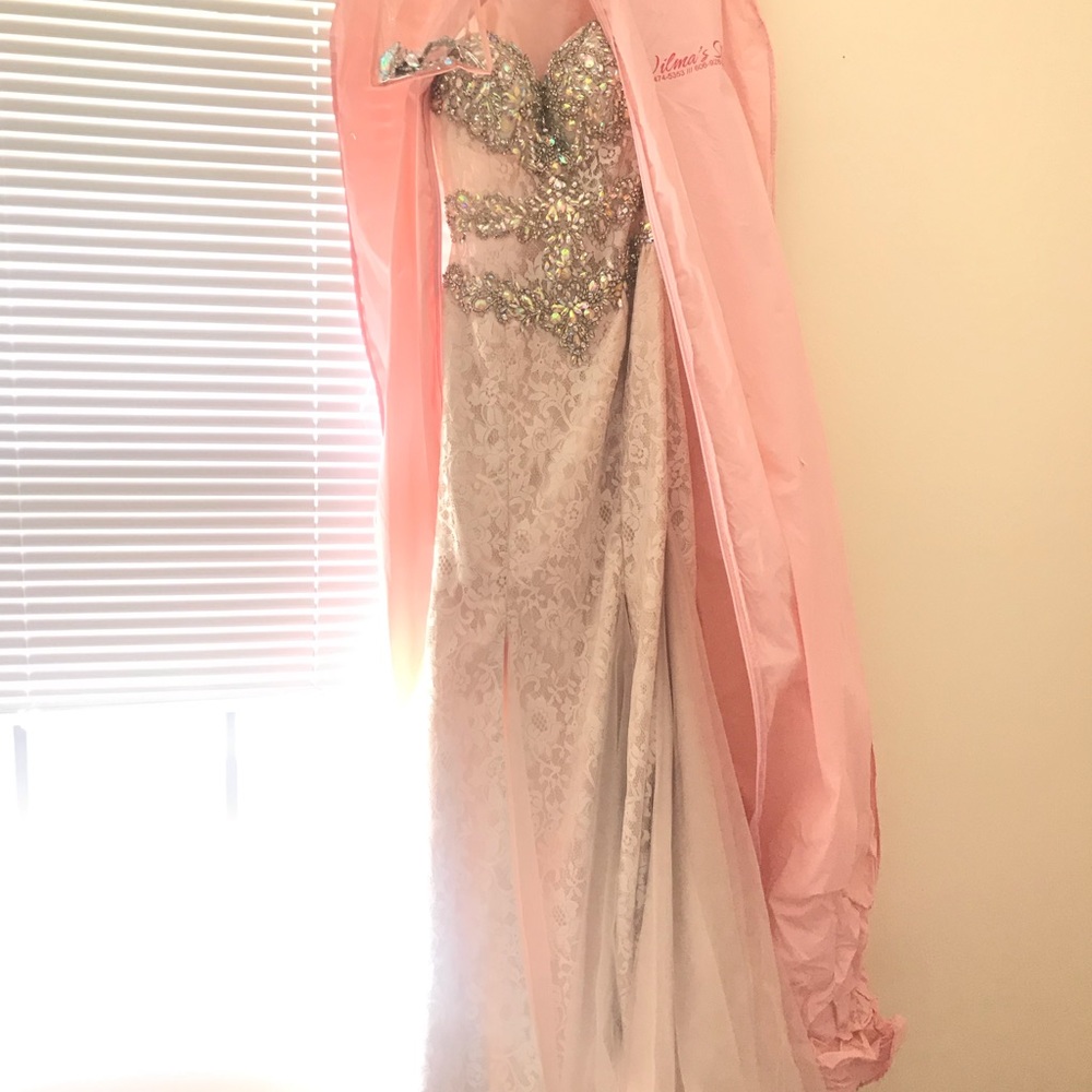 Jovani Ivory Iridescent Dress